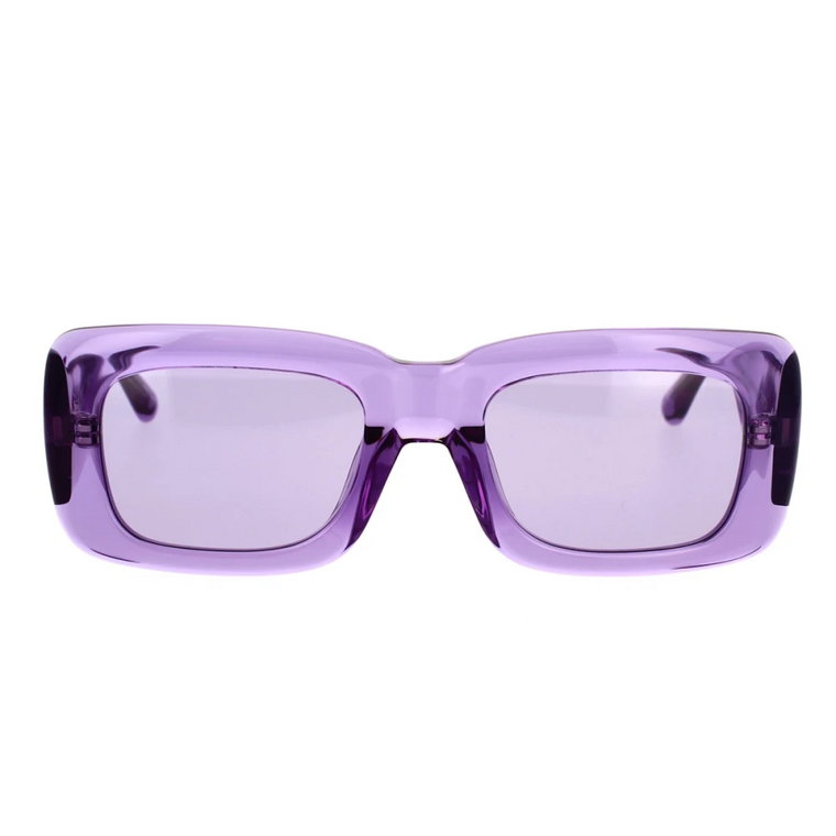 Przezroczyste fioletowe okulary przeciwsłoneczne w kształcie prostokąta The Attico