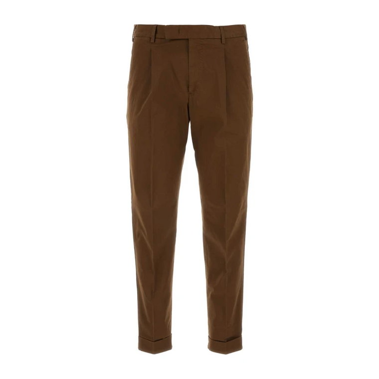 Spodnie z elastycznego bawełny w kolorze czekolady PT Torino