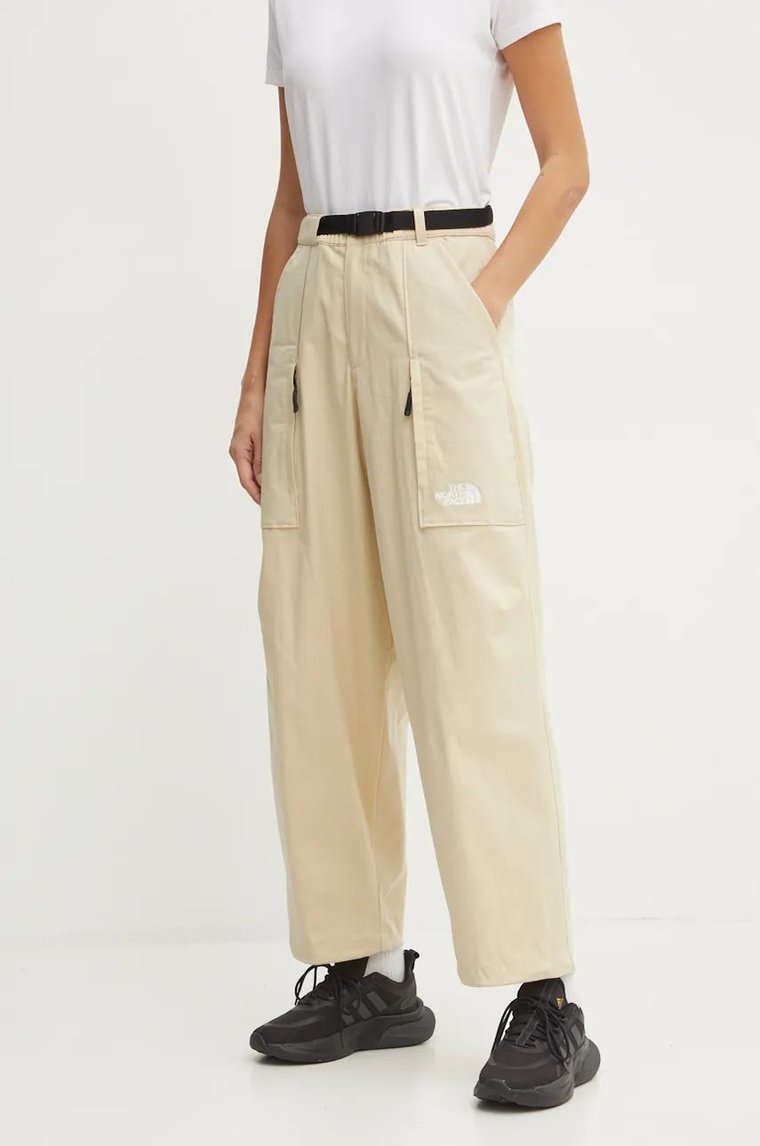 The North Face spodnie TNF x Yinka Ilori damskie kolor beżowy proste high waist NF0A89GH3X41