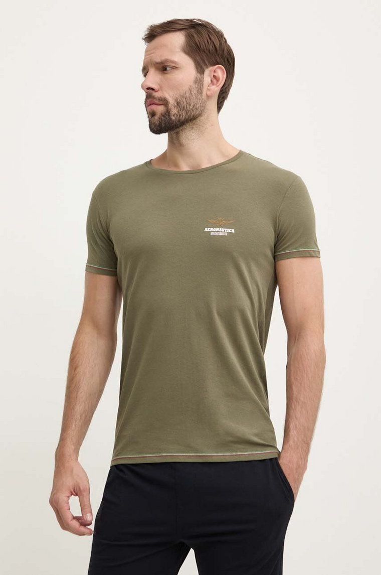 Aeronautica Militare t-shirt męski kolor zielony z nadrukiem AM1UTI003