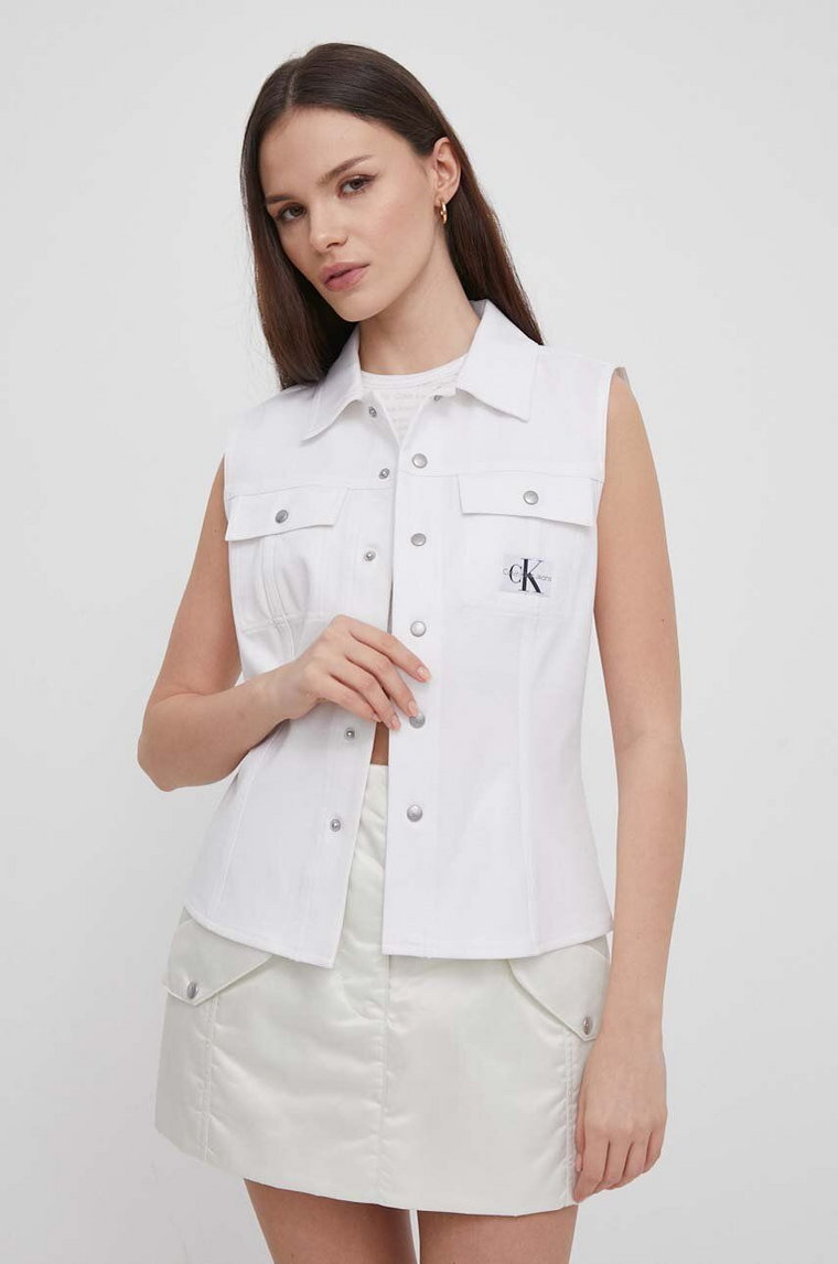 Calvin Klein Jeans koszula kolor biały regular z kołnierzykiem klasycznym J20J223390