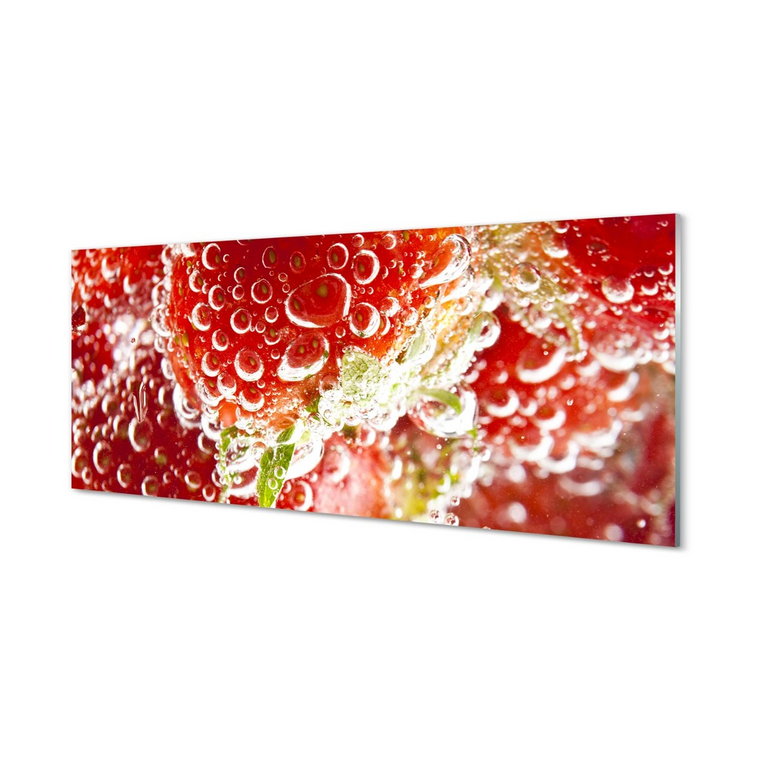 Nowoczesny panel szklany Mokre truskawki 125x50 cm