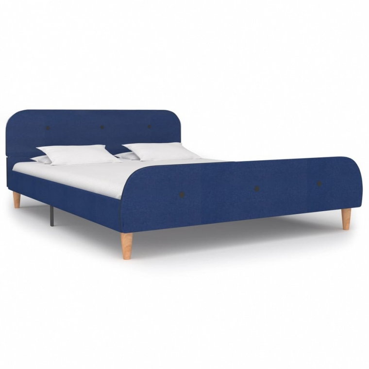 Rama łóżka, niebieska, tapicerowana tkaniną, 140 x 200 cm kod: V-280928