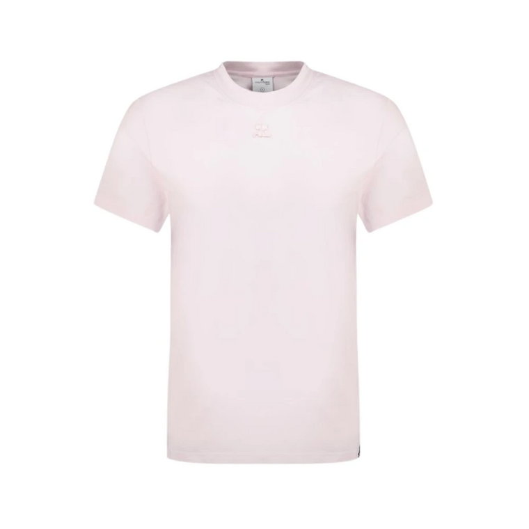 AC Straight T-Shirt - Bawełna - Różowy Puder Courrèges