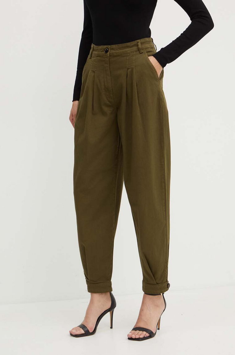 MAX&Co. spodnie x FATMA MOSTAFA damskie kolor zielony proste high waist 2418131022200