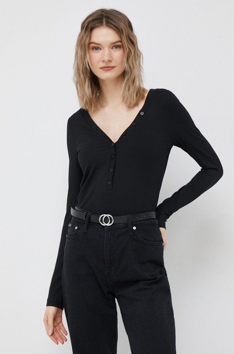Calvin Klein longsleeve damski kolor czarny