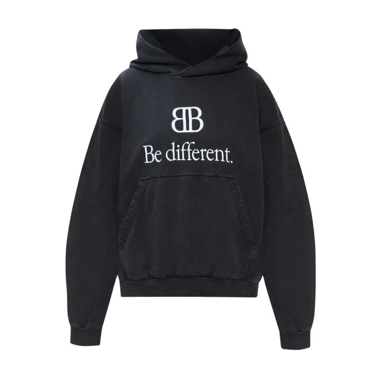 Czarna bluza z haftowanym logo BB Balenciaga