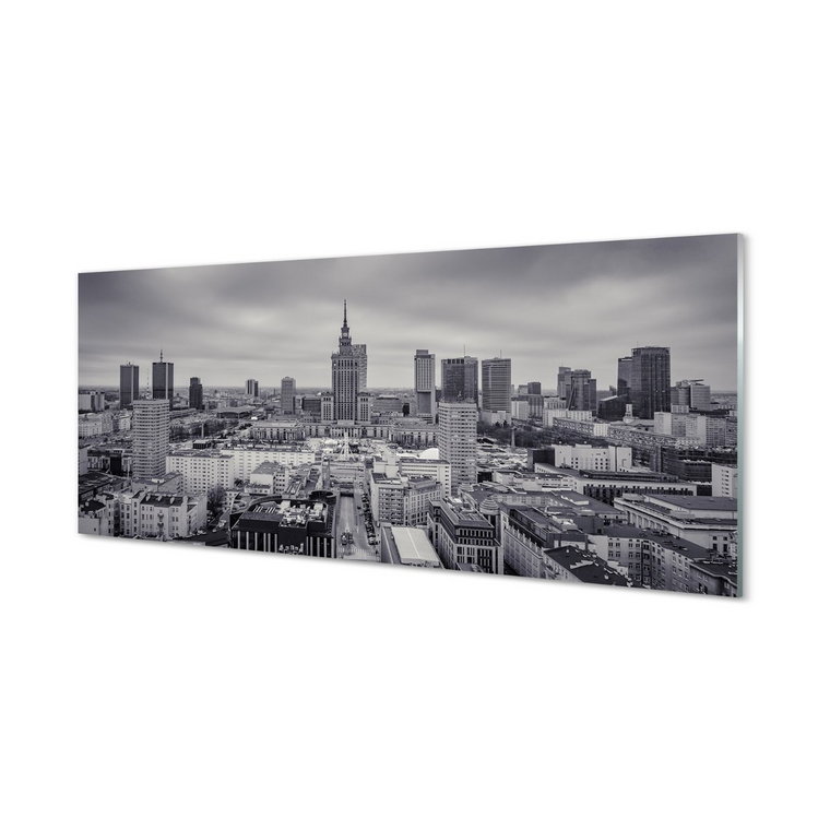 Szklany panel Warszawa Wieżowce panorama 125x50 cm