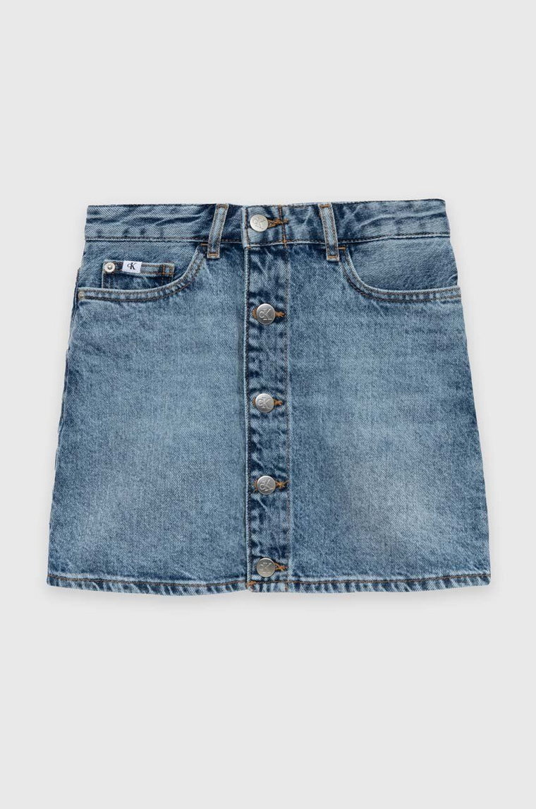 Calvin Klein Jeans spódnica jeansowa dziecięca kolor niebieski mini prosta