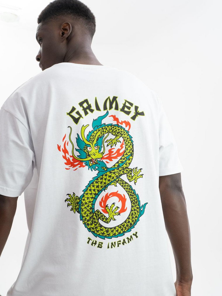 Koszulka Z Krótkim Rękawem Męska Biała Grimey The Lucky Dragon