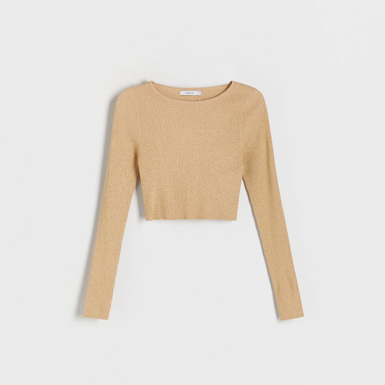 Reserved - Sweter z metalizowaną nitką - złoty