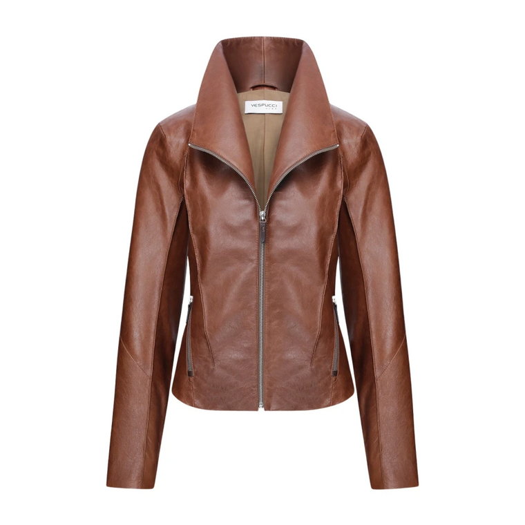 Lana - Brown Leather Jacket Vespucci by VSP