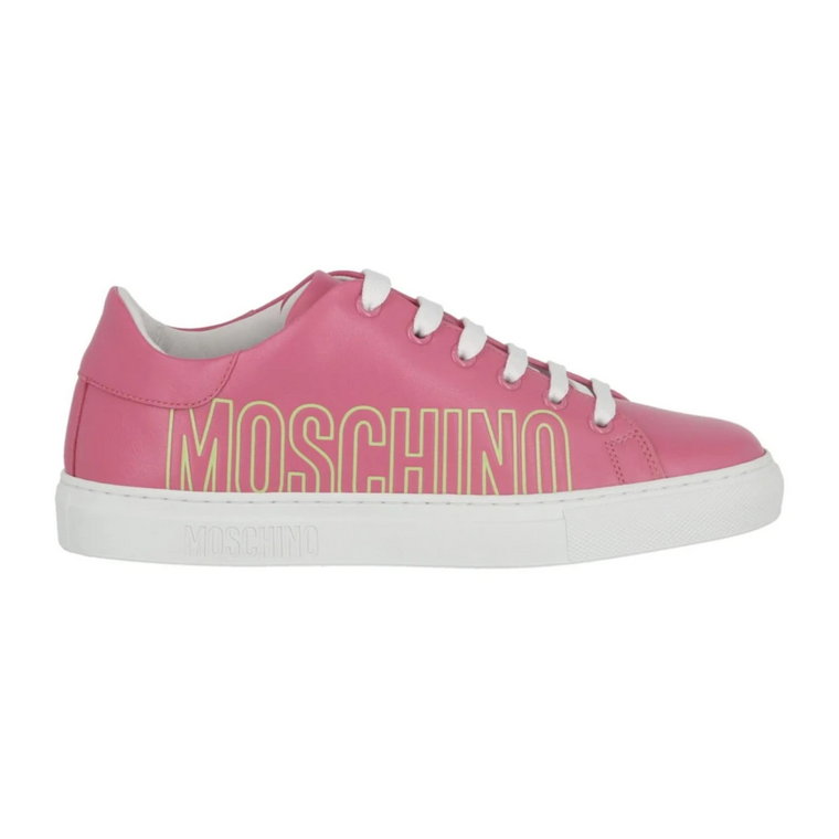 Różowe Logo Print Low-Top Sneakers Moschino