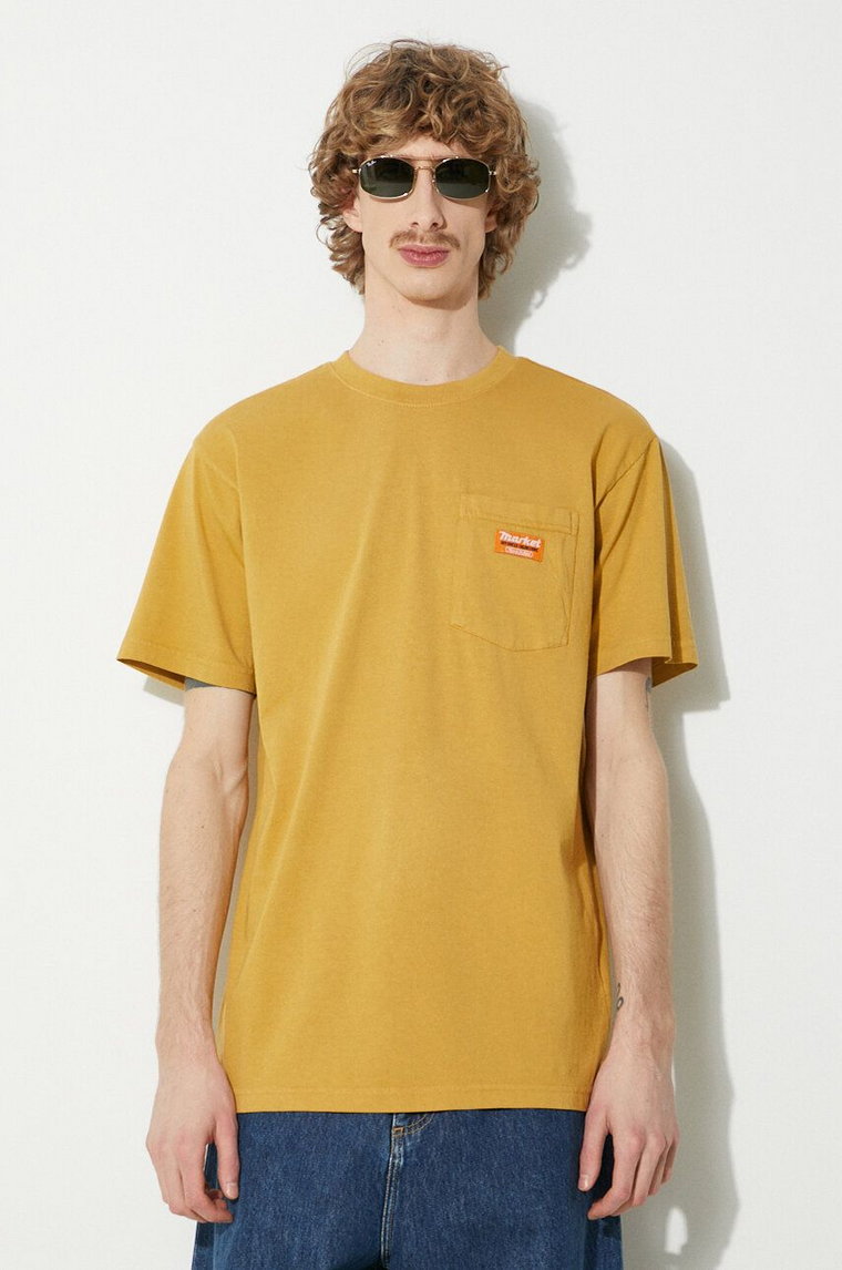 Market t-shirt bawełniany Hardware Pocket T-Shirt męski kolor żółty gładki 399001802