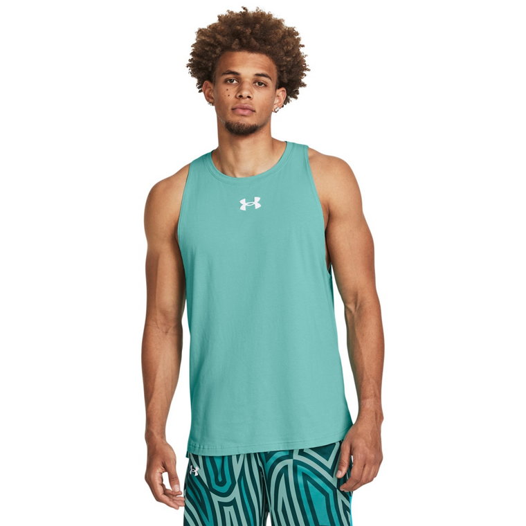 Męski top do koszykówki Under Armour UA Baseline Cotton Tank - turkusowy