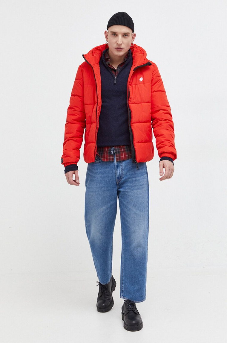 Superdry kurtka męska kolor czerwony zimowa