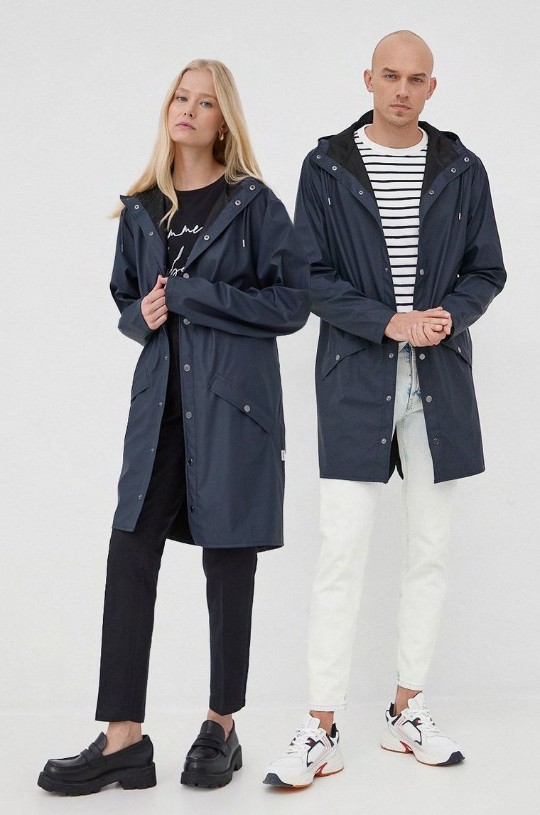 Rains kurtka 12020 Long Jacket kolor granatowy przejściowa 12020.47-Navy