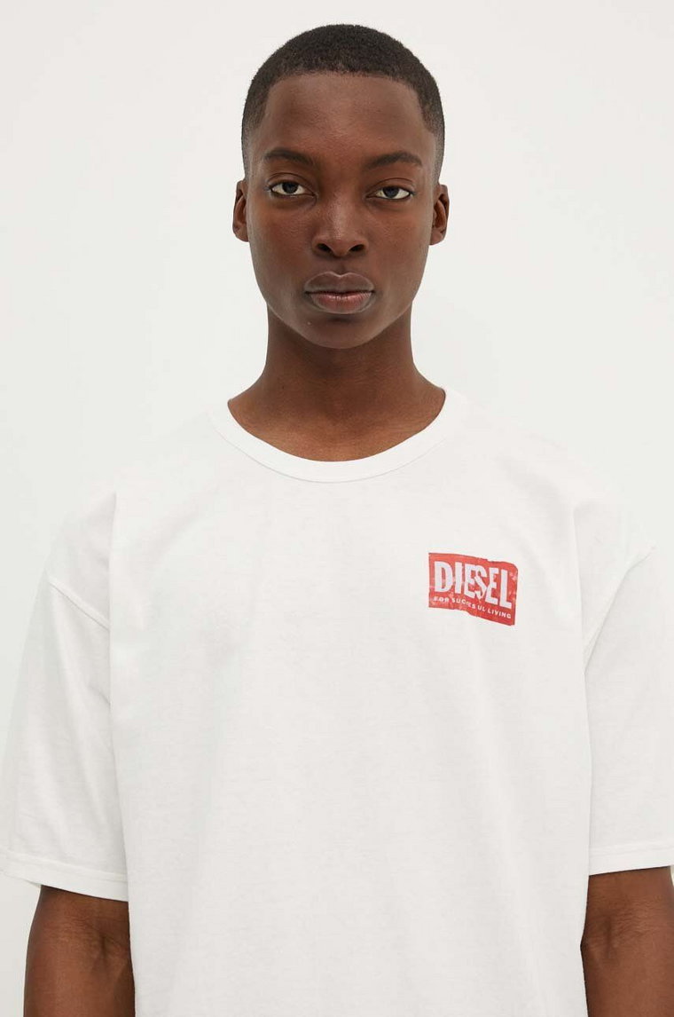 Diesel t-shirt bawełniany T-BOXT-Q15 męski kolor biały z nadrukiem A15012.0AKAK