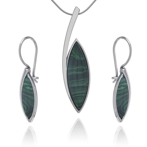 AnKa Biżuteria, Komplet z biżuterią srebrną z zielonym malachitem