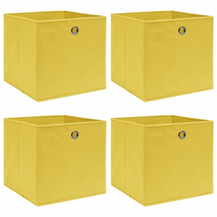 Pudełka, 4 szt., żółte, 32x32x32 cm, tkanina kod: V-288365