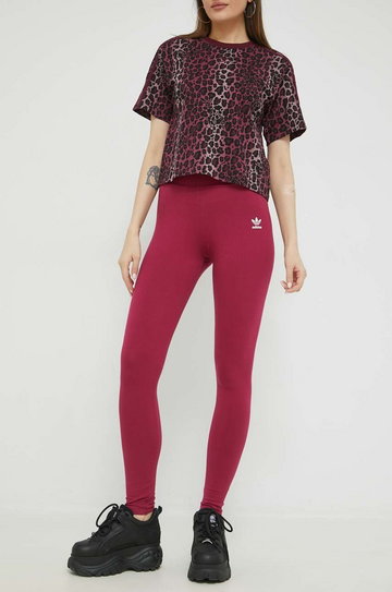 adidas Originals legginsy damskie kolor fioletowy gładkie