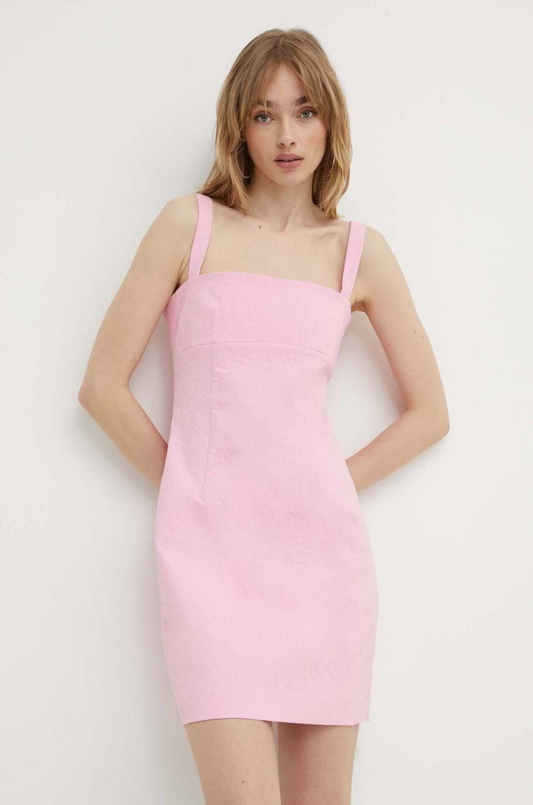 HUGO sukienka kolor różowy mini dopasowana 50514123