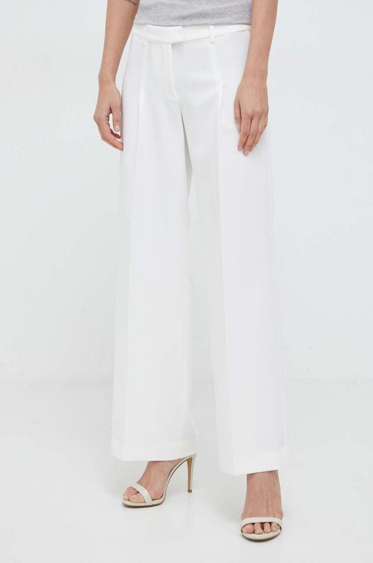 Bardot spodnie damskie kolor beżowy proste high waist