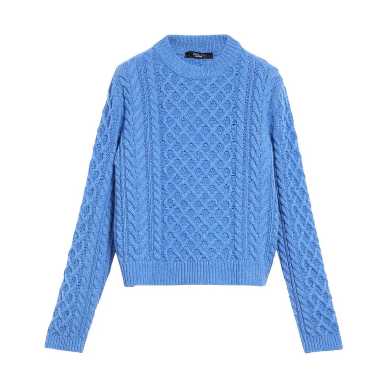 Niebieski Sweter z Haftowanym Wzorem Diamentów Max Mara