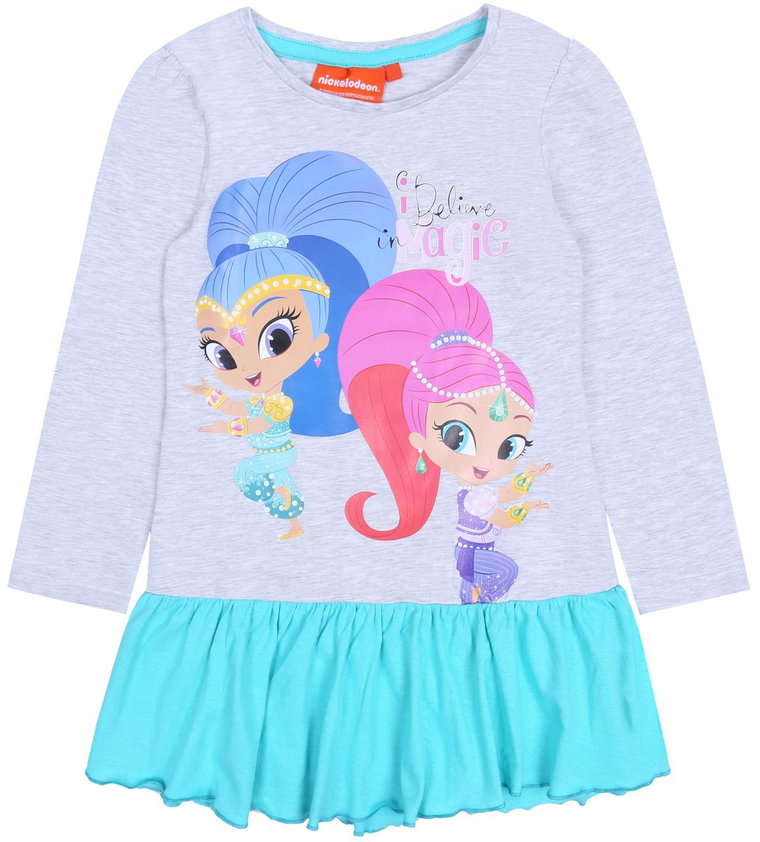 Szaro-Miętowa Tunika Dziewczęca Shimmer&Shine