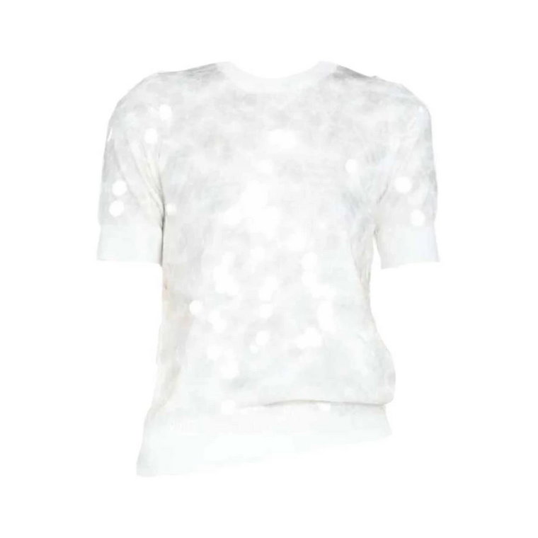 T-shirt z cekinami z bawełny - Biały N21