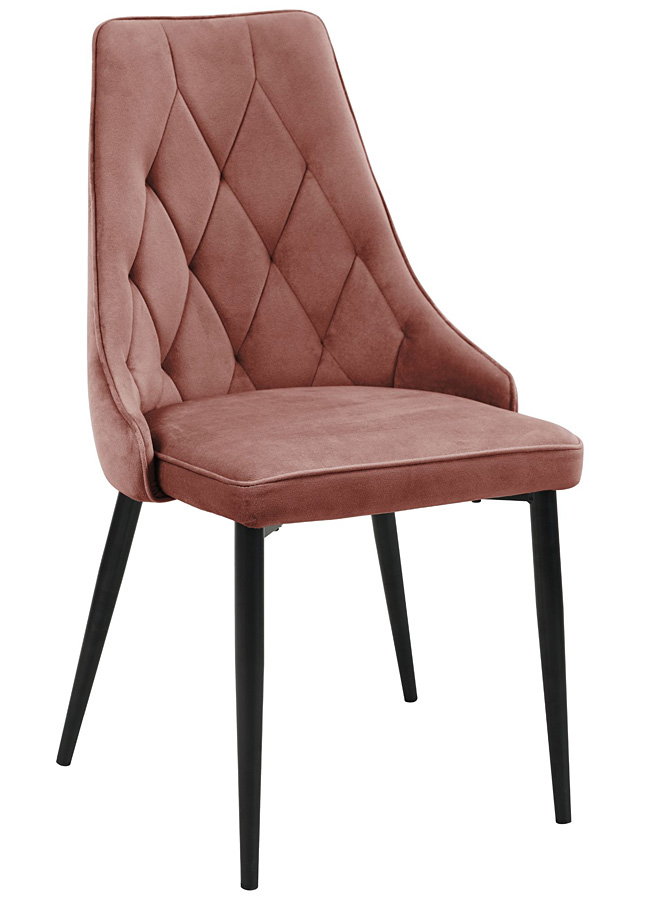 Tapicerowane różowe krzesło z czarnymi nogami - Sageri 3X
