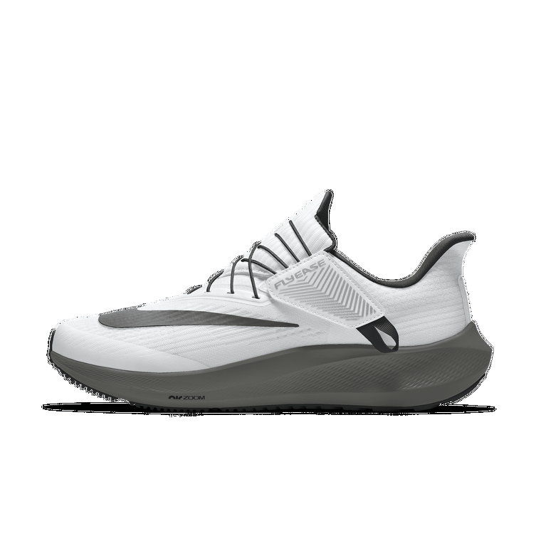 Damskie personalizowane buty do biegania po asfalcie z systemem łatwego wkładania i zdejmowania Nike Pegasus FlyEase By You - Biel