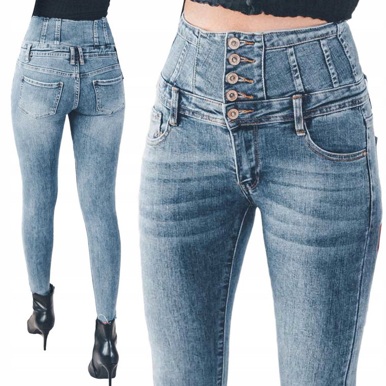 Dopasowane spodnie damskie jeansowe rurki stan S