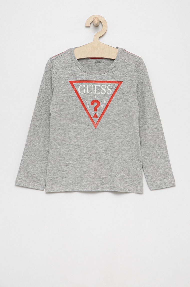 Guess Longsleeve dziecięcy kolor szary z nadrukiem