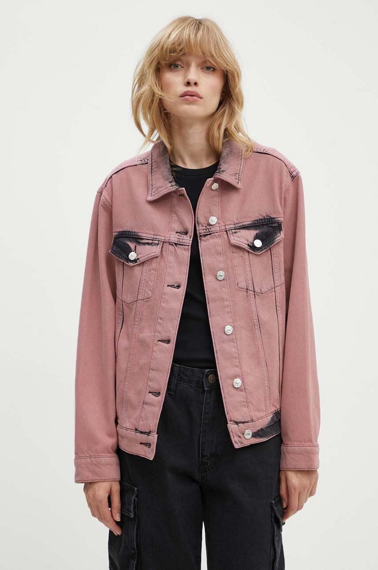 Moschino Jeans kurtka jeansowa damska kolor różowy przejściowa 0502.8222
