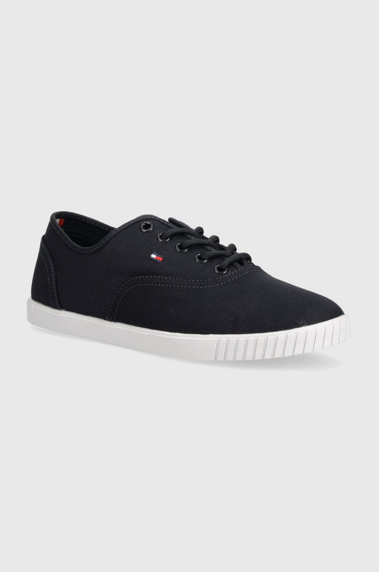 Tommy Hilfiger tenisówki CANVAS LACE UP SNEAKER damskie kolor granatowy FW0FW07805