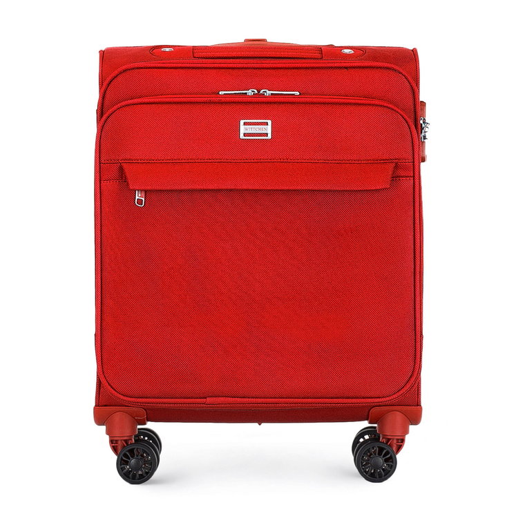 Mała walizka miękka jednokolorowa czerwona