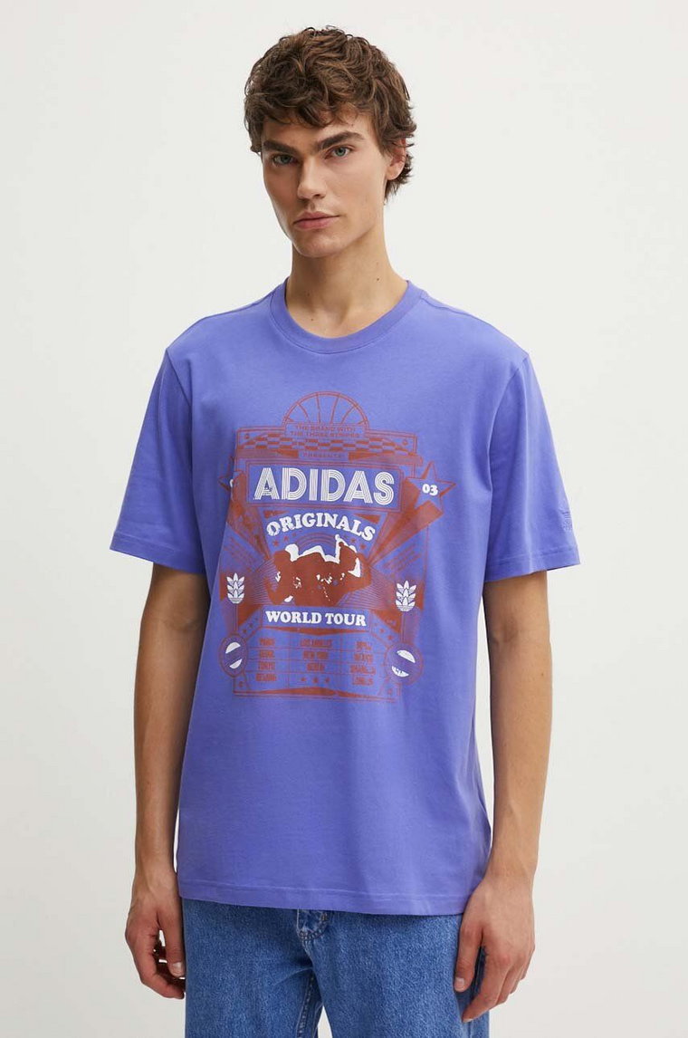 adidas Originals t-shirt bawełniany męski kolor fioletowy z nadrukiem IZ2584
