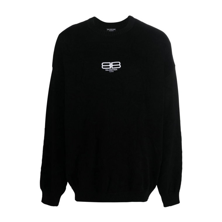 Czarny Oversize`owy Sweter z Bawełny Balenciaga