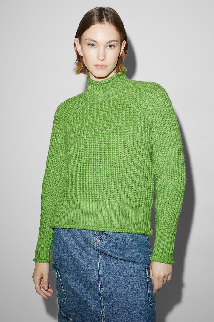C&A CLOCKHOUSE-sweter ze stójką, Zielony, Rozmiar: XL