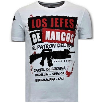 Local Fanatic, T-shirt Los Jefes De Narcos Biały, male,