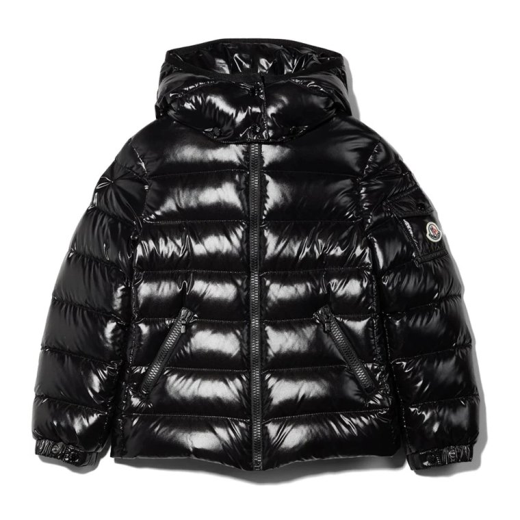 Dziecięca Czarna Puchowa Kurtka Bomber Moncler