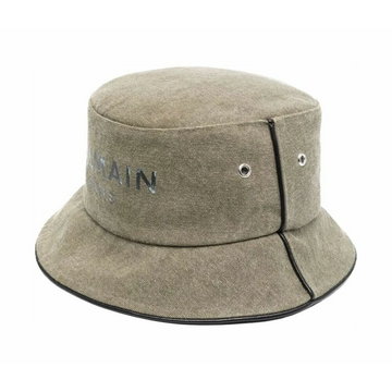 Balmain, B-Army Canvas&Leather Piping Bucket HAT Beżowy, male,