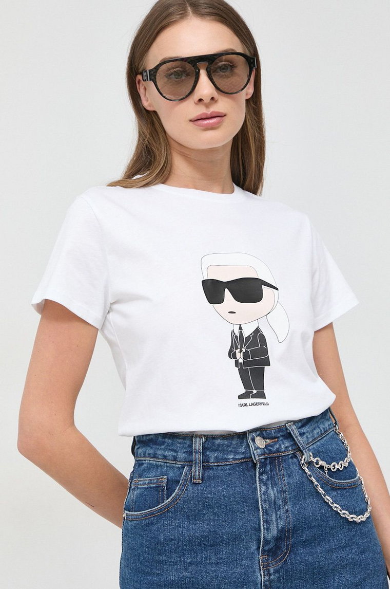 Karl Lagerfeld t-shirt bawełniany kolor biały