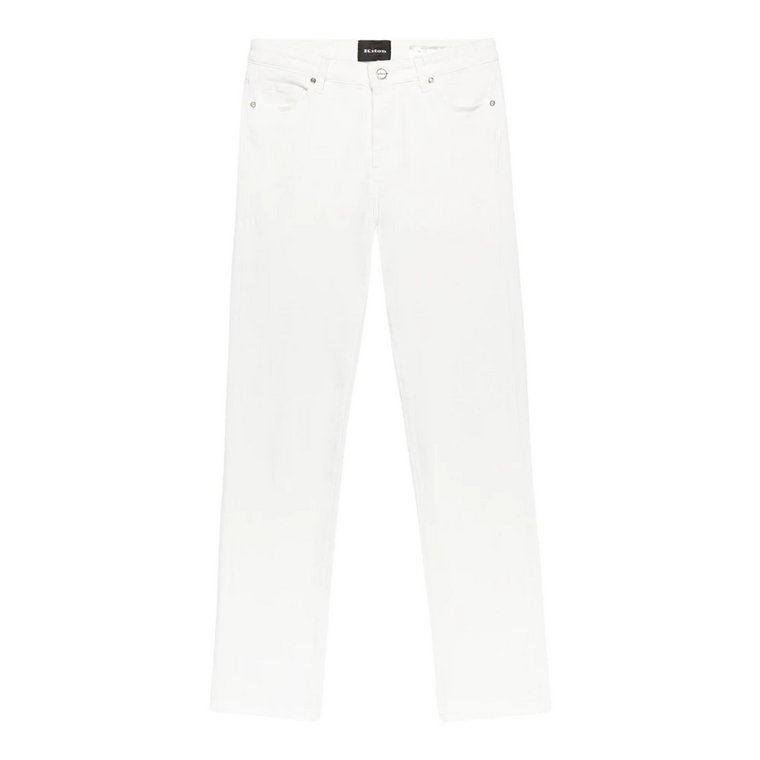 Białe Spodnie Jeansowe z Elastanem Kiton