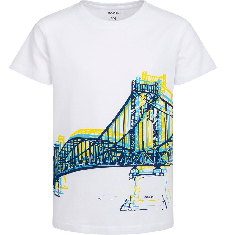 T-shirt Koszulka dziecięca chłopięca 140 Bawełna Biała Biały Most Endo
