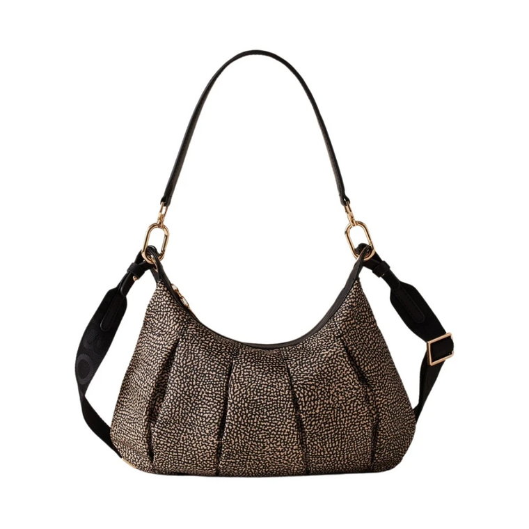 Naturalno-czarna torba hobo Borbonese