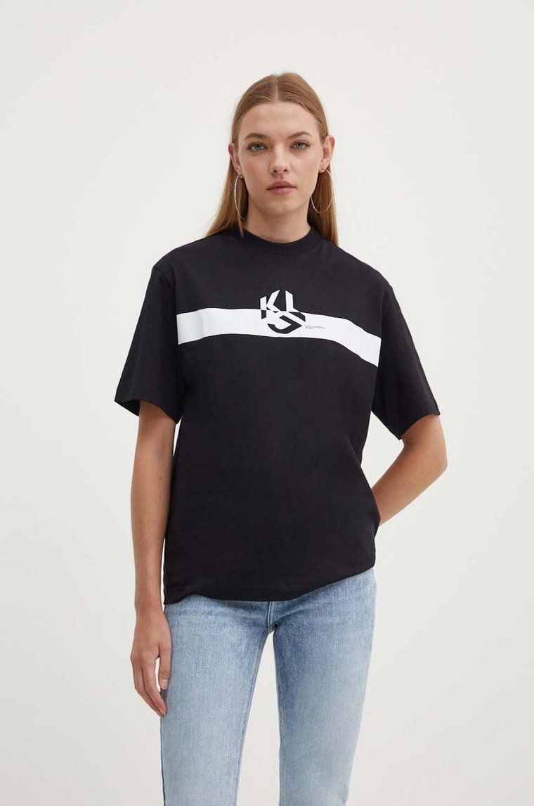 Karl Lagerfeld Jeans t-shirt bawełniany damski kolor czarny 245J1700