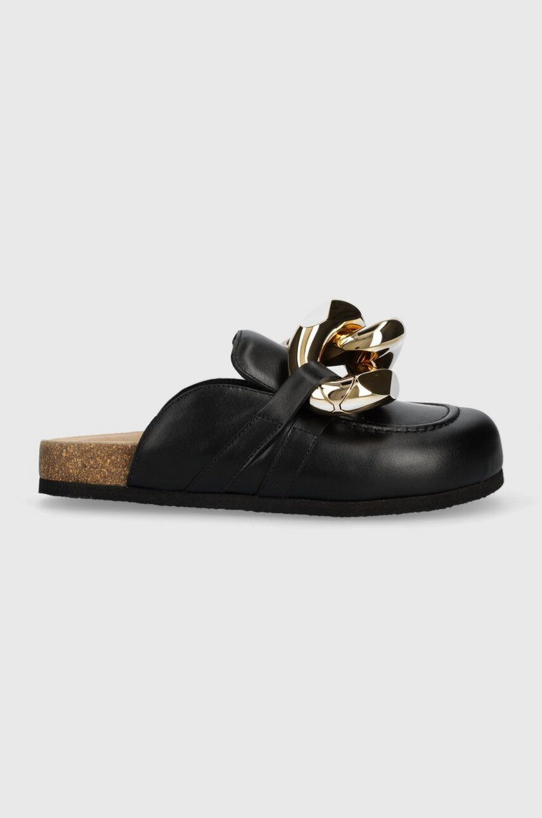 JW Anderson klapki skórzane Chain Loafer damskie kolor czarny ANW35004E