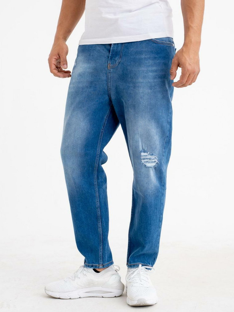 Spodnie Jeansowe Z Uszkodzeniami Breezy Knee Niebieskie